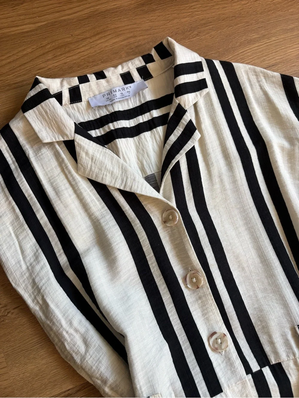 Primark Black White Vertical Stripe Button Front Belted Collared Maxi Dress - Picture 8 of 10